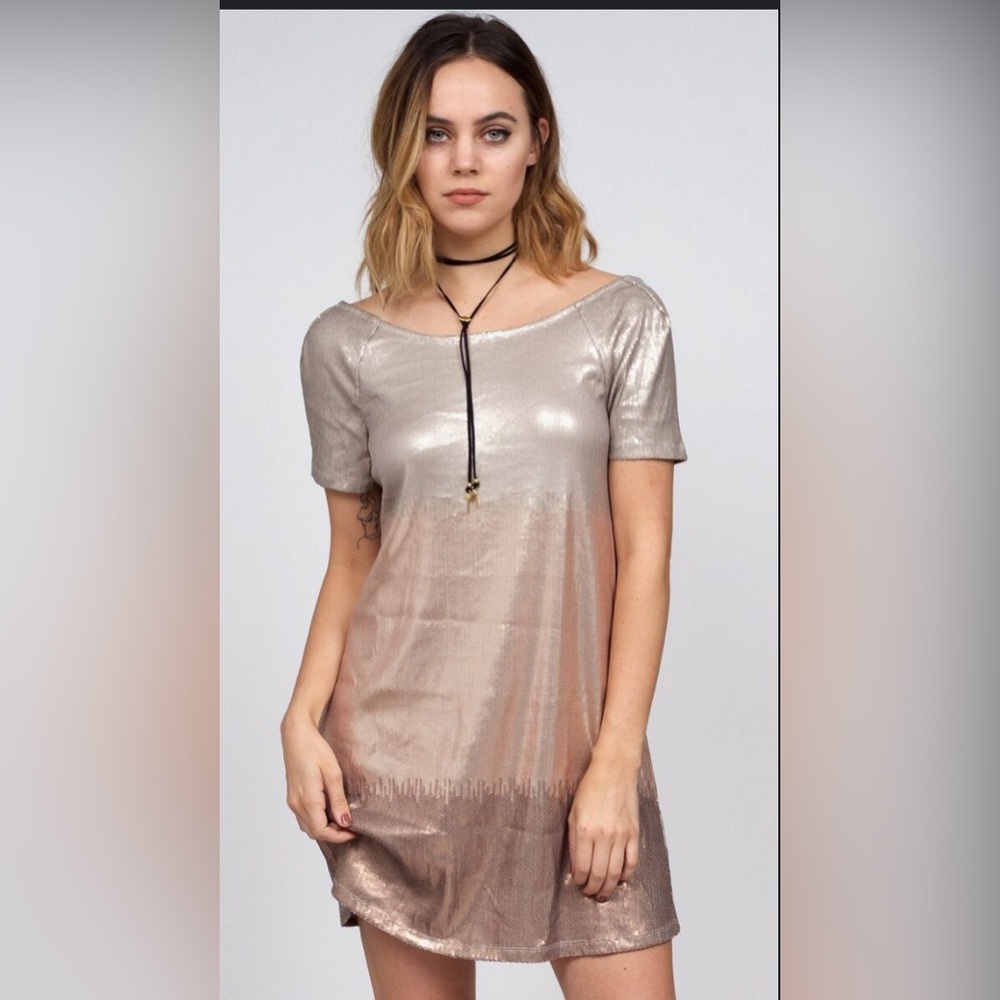 Free People Metallic Backless Dress